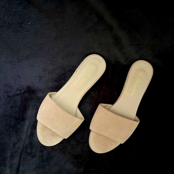 Tan Minimalist Mules with Wide Strap - Picture 1 of 2